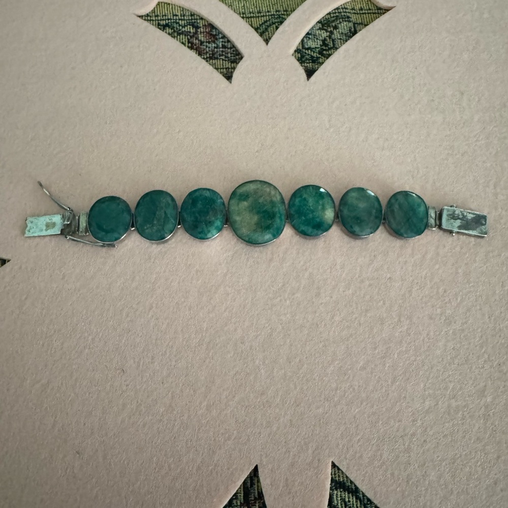 Large Rough Cut Emerald Stone Bracelet EC
